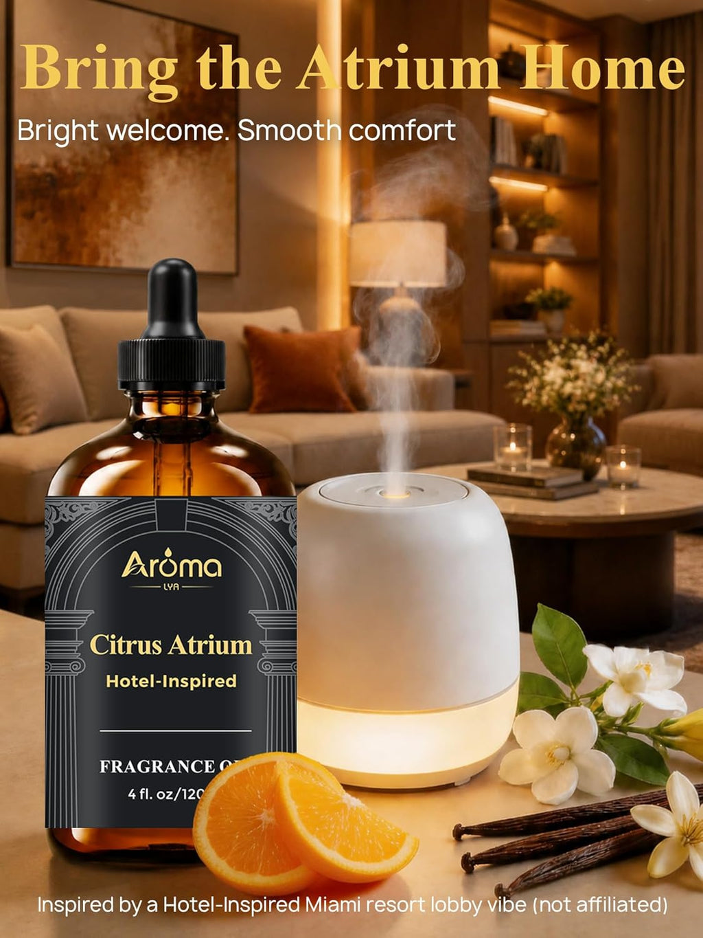Citrus Atrium — a Hotel-Inspired Diffuser Oil, Inspired by the 1 Hotel Miami Scent - My Way Diffuser Oil Fragrance Oil for Ultrasonic and Waterless Diffusers and Crafting