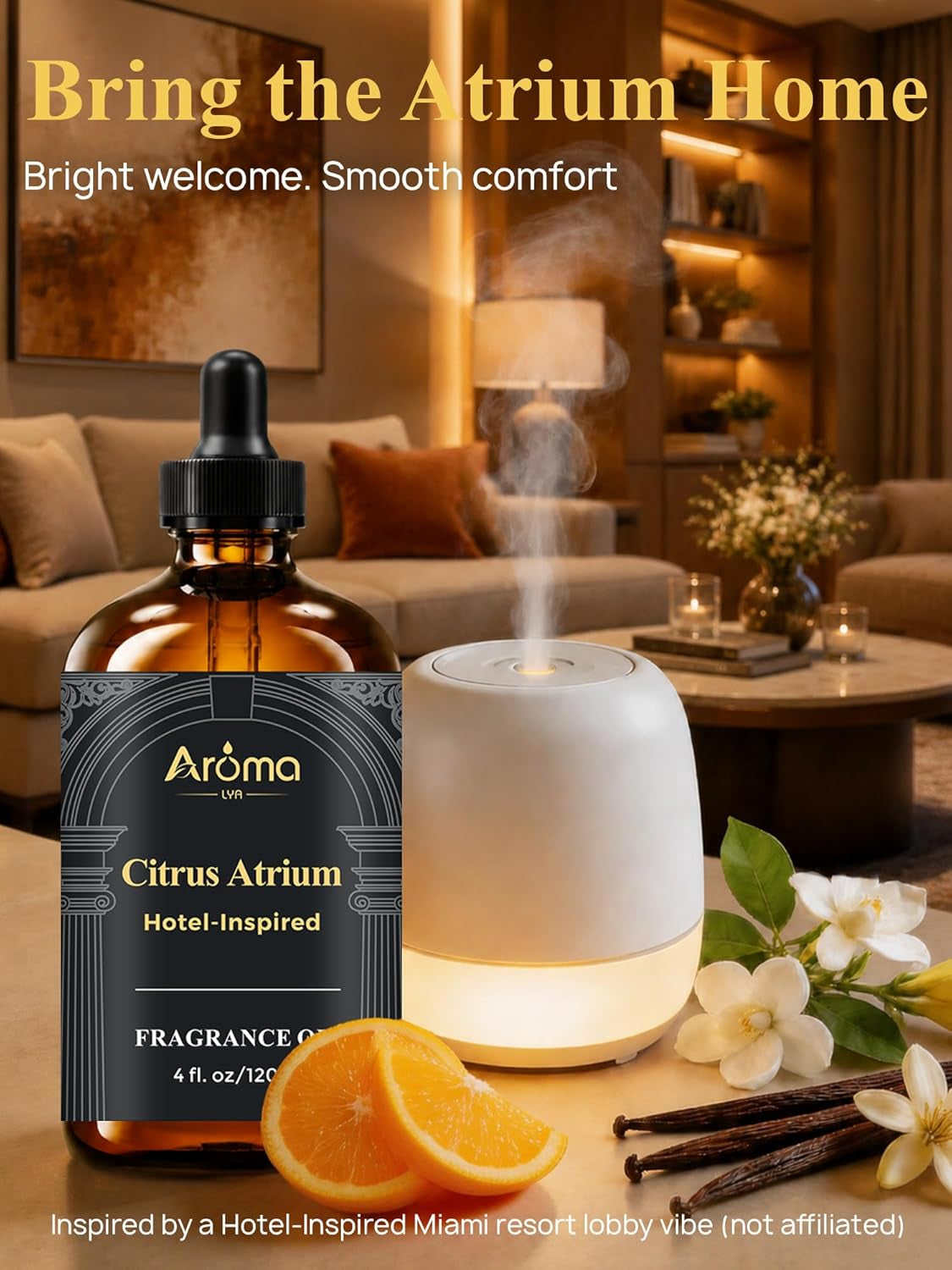 Citrus Atrium — a Hotel-Inspired Diffuser Oil, Inspired by the 1 Hotel Miami Scent - My Way Diffuser Oil Fragrance Oil for Ultrasonic and Waterless Diffusers and Crafting