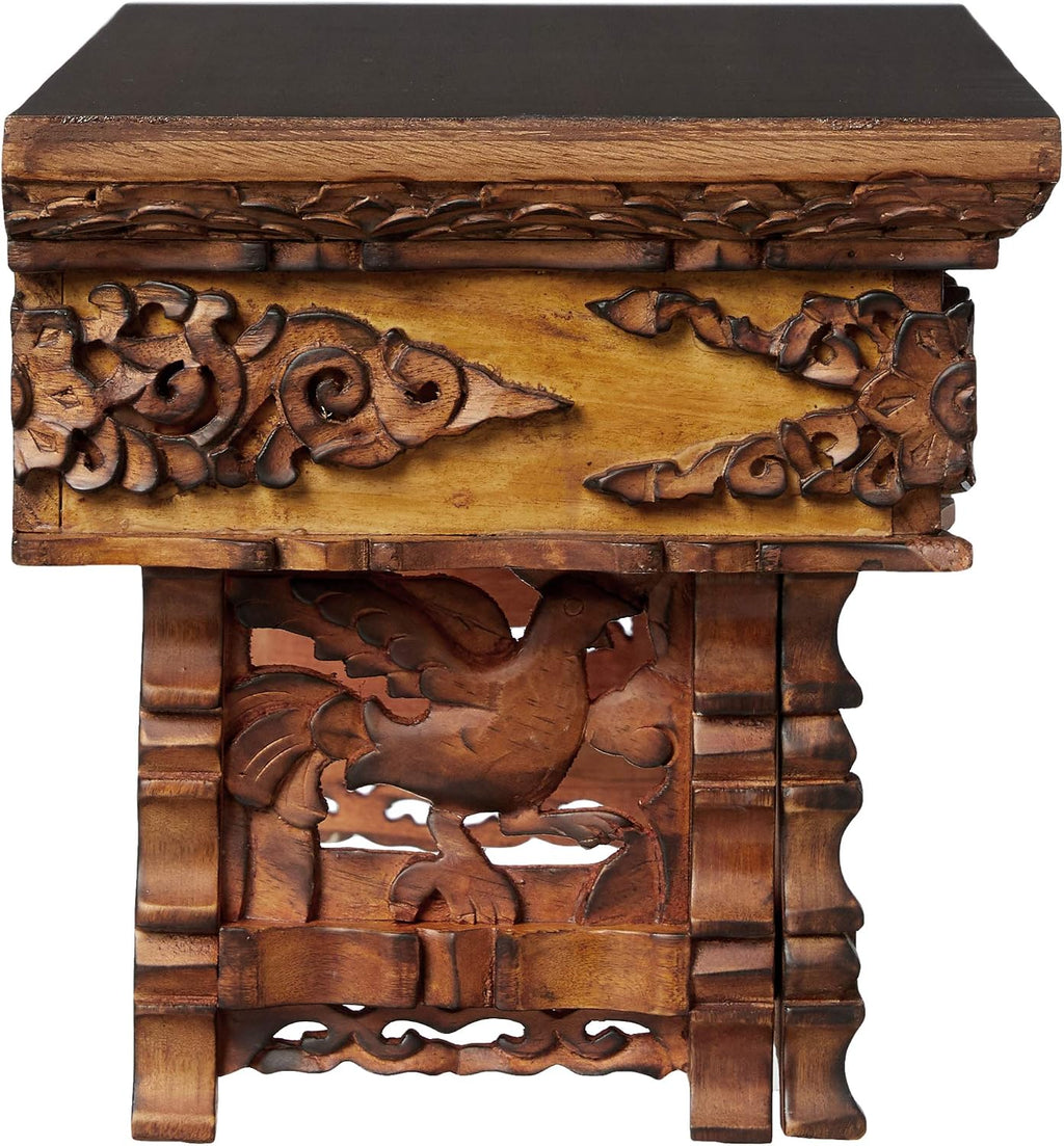 Small Altar Table, Meditation Table Altar, Small Puja Table, Meditation Altar Wood Wiccan Buddhist, Tea Japanese, Low Side Dragon (Small)