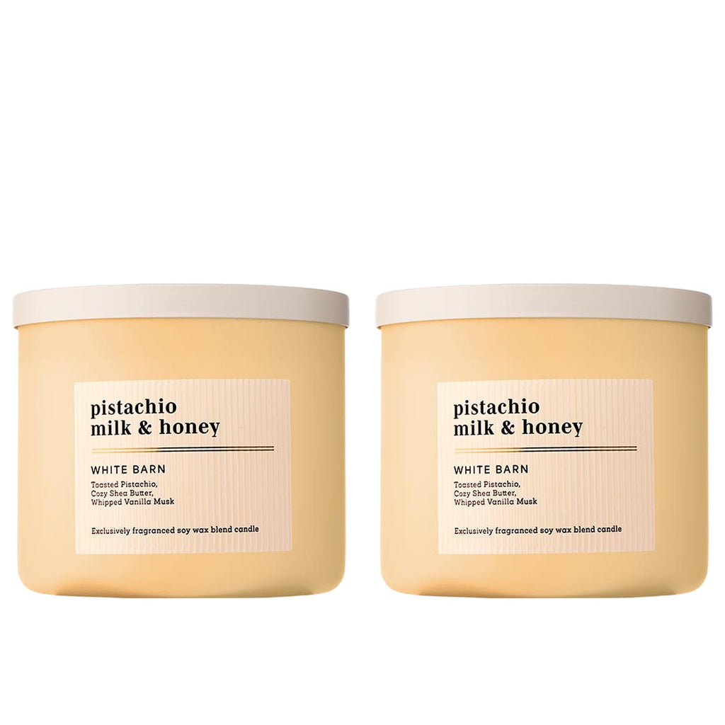 Bath & Body Works 3-Wick Candle, Pistachio Milk & Honey Candle, Strong Throw, Long-Lasting Burn Up to 45 Hours, Exclusively Fragranced Soy Wax Blend, 14.5 oz - 2 Pack