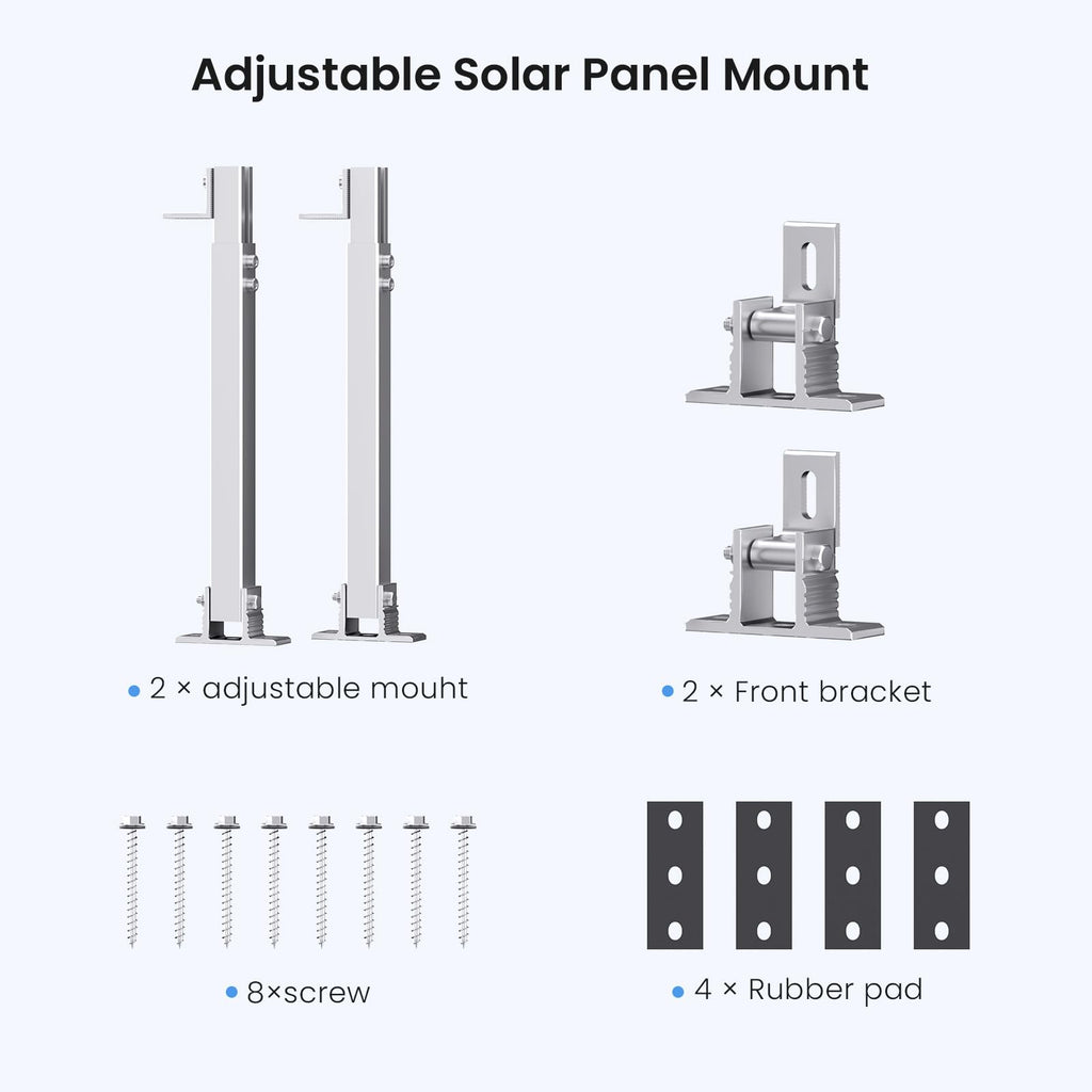 Callsun Adjustable Solar Panel Tilt Mount Brackets, Aluminum Alloy, 15°–30° Tilt, for 50–400W Solar Panels, Roof, RV, Boat, Flat Surface & Off-Grid Use (2 Sets)