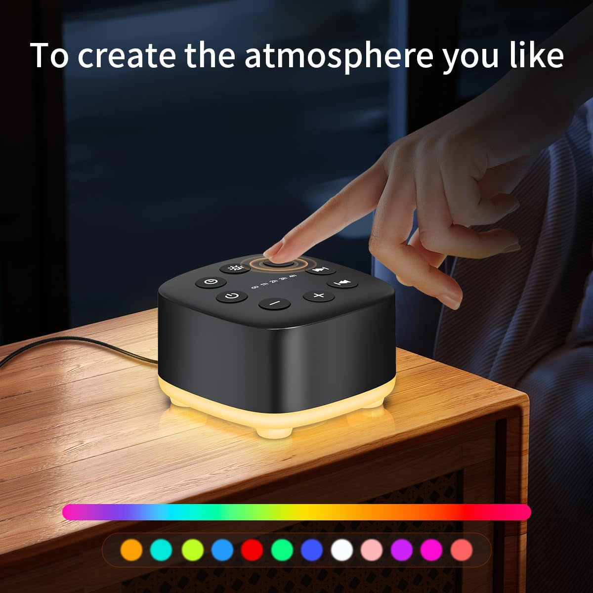 White Noise Sound Machine 30 Soothing Sounds with 32 Volume Control 12 Night Light 5 Timers Portable Sleep Machine for Travel Powered by AC or USB Sleep Therapy for Baby Kids Adults (Black)