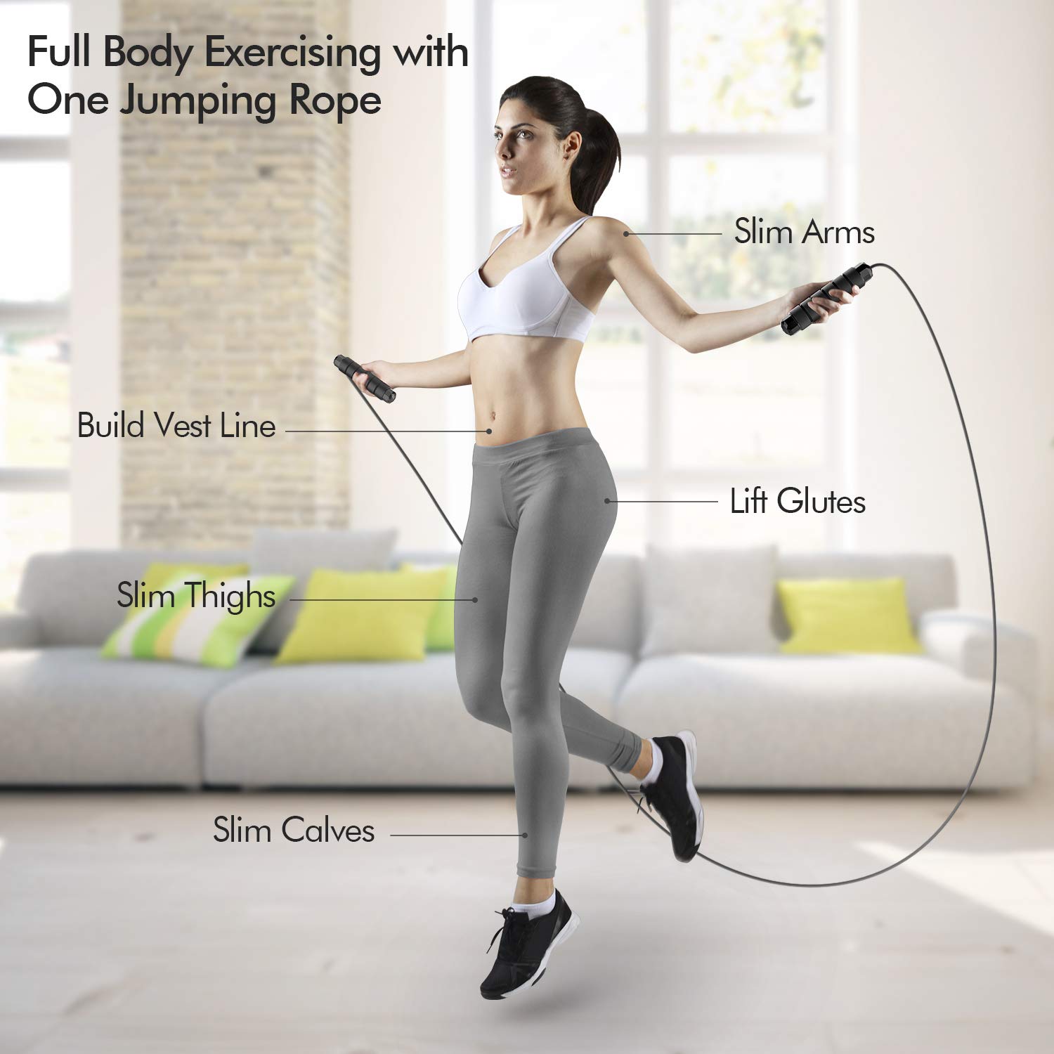 Jump Rope, Tangle-Free Rapid Speed Jumping Rope Cable with Ball Bearings for Women, Men and Kids, Adjustable Foam Handles Steel Jump Ropes for Fitness