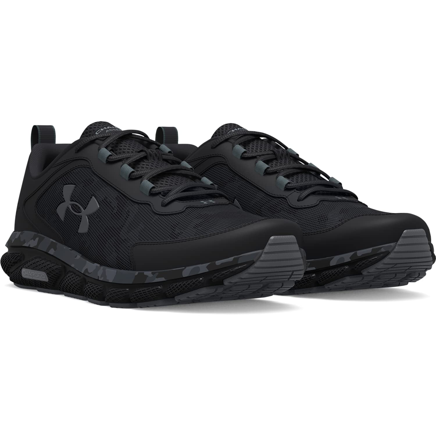 Under Armour Men's Charged Assert 9 Camo, Black/Black/Pitch Gray, 10.5 US