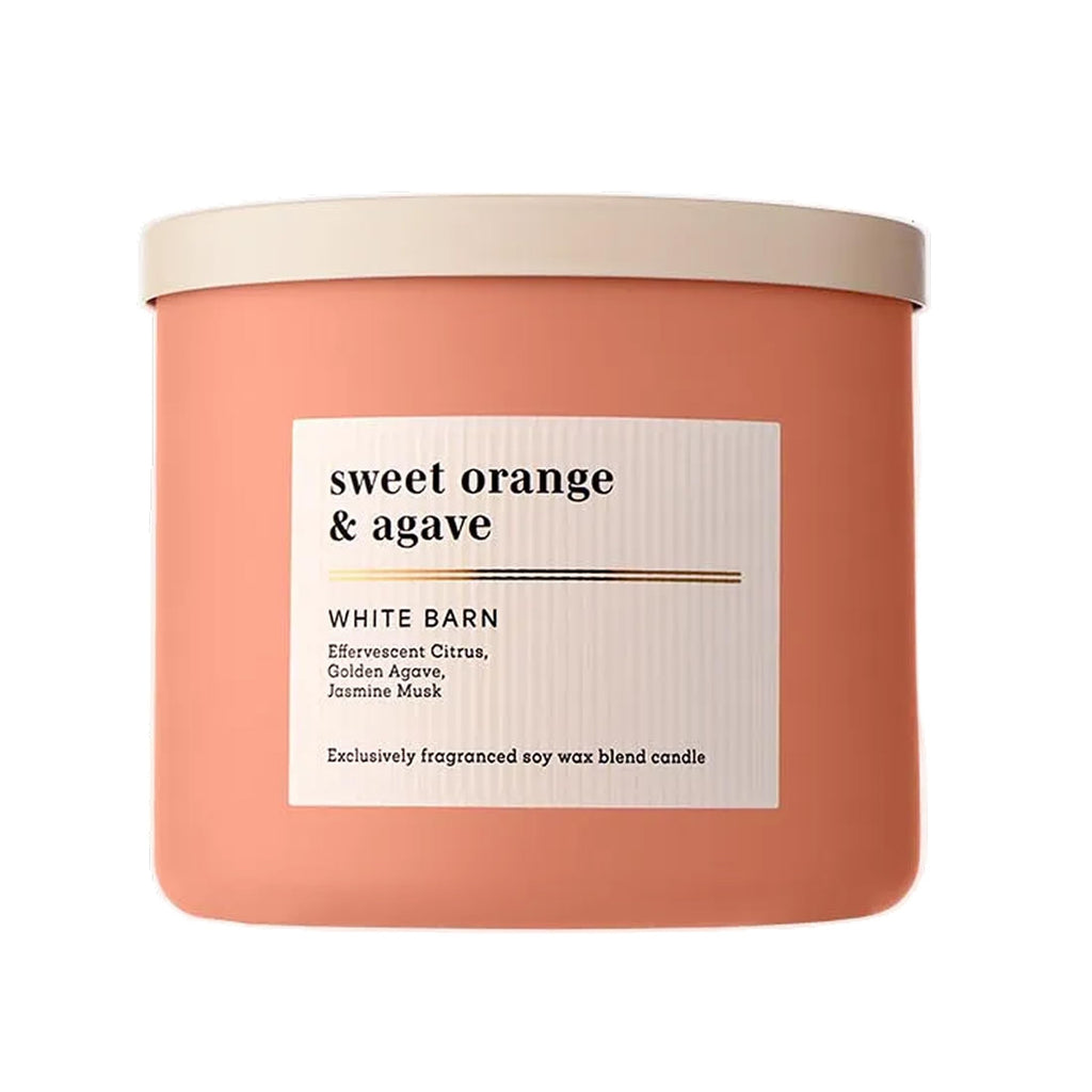 Bath & Body Works 3-Wick Candle, Sweet Orange & Agave Citrus Candle, Strong Throw, Long-Lasting Burn Up to 45 Hours, Exclusively Fragranced Soy Wax Blend, 14.5 oz - 1 Pack