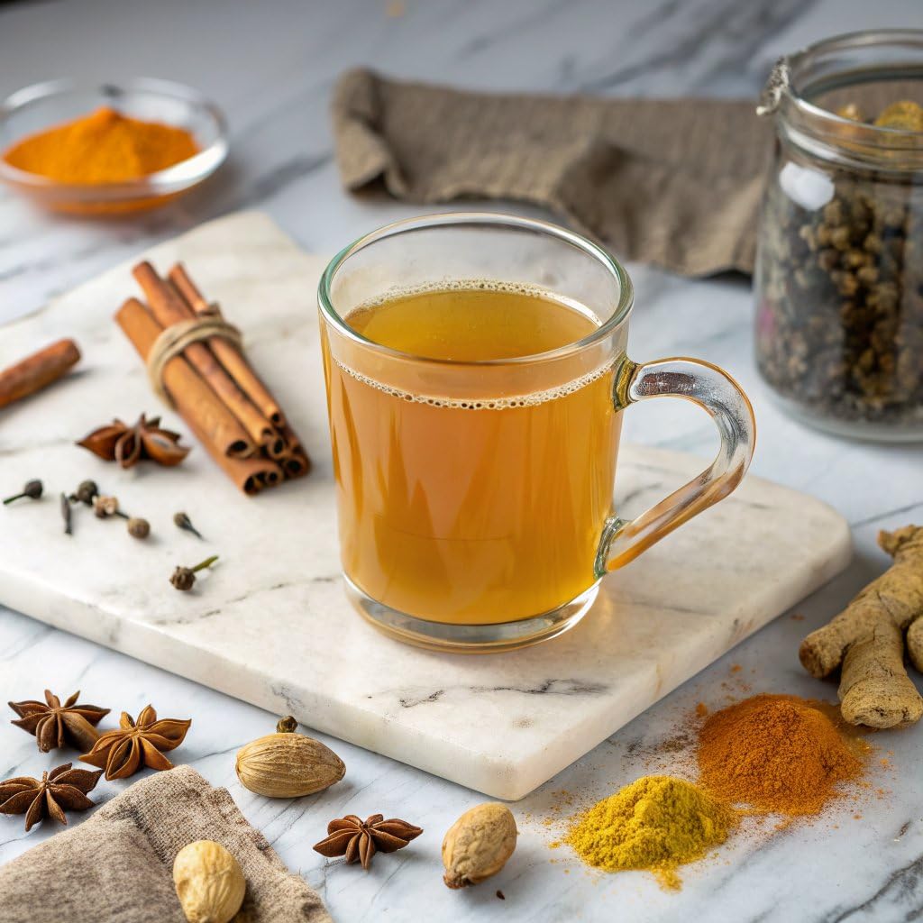 Organic Turmeric Ginger Tulsi Chai Tea | Loose Leaf | Ayurvedic Superfood Blend | Herbal and Caffeine-Free | 55+ Cups | KSA Kosher | 4 oz