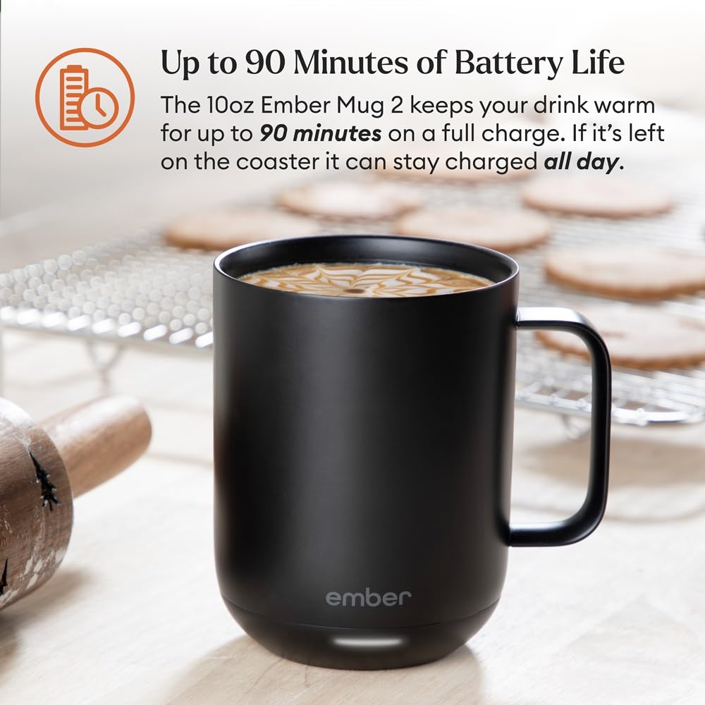 Ember Temperature Control Smart Mug 2, 10 Oz, App-Controlled Heated Coffee Mug with 80 Min Battery Life and Improved Design, Red