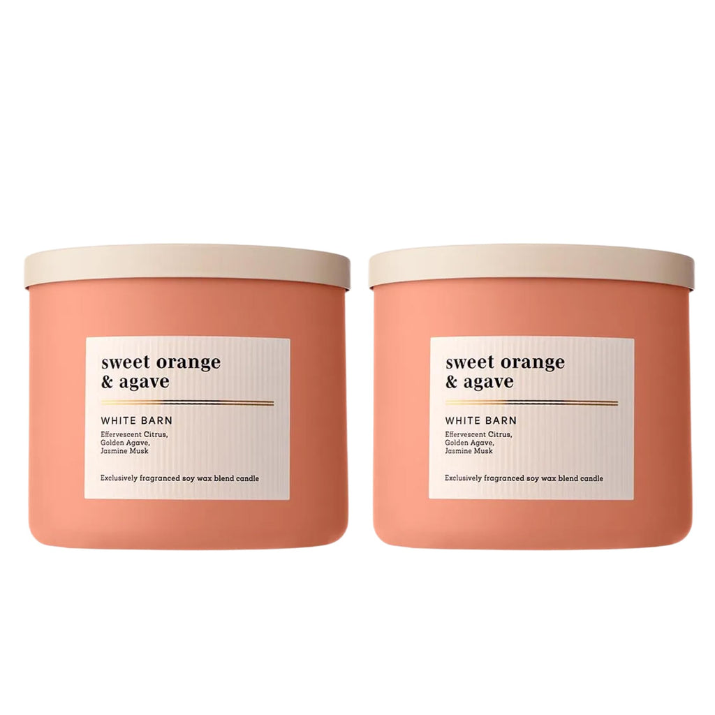 Bath & Body Works 3-Wick Candle, Sweet Orange & Agave Citrus Candle, Strong Throw, Long-Lasting Burn Up to 45 Hours, Exclusively Fragranced Soy Wax Blend, 14.5 oz - 2 Pack