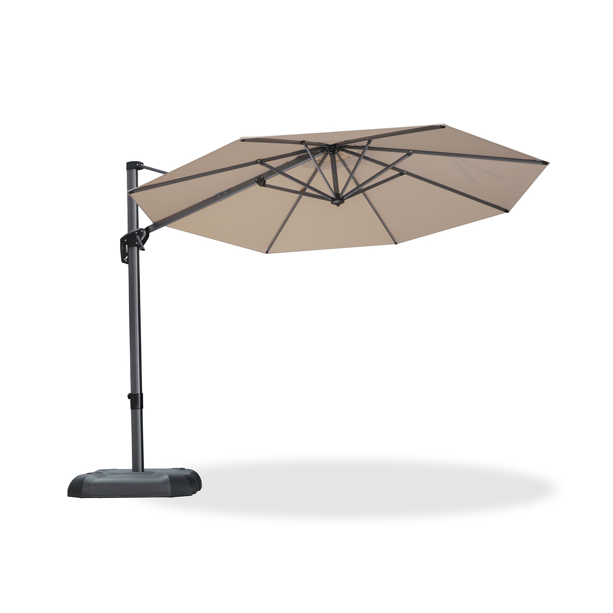 PURPLE LEAF 10 Feet Patio Umbrella Outdoor Cantilever Round Umbrella Aluminum Offset Umbrella with 360-degree Rotation for Garden Deck Pool Patio, Beige