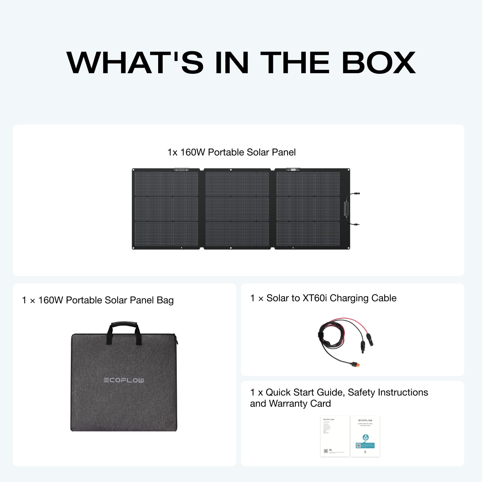 EF ECOFLOW 2PCS 160 Watt Portable Solar Panel for Power Stations, 25% High Conversion Efficiency Foldable Solar Panel with Adjustable Kickstand IP68 Waterproof, Ideal for Camping RV, NextGen Version