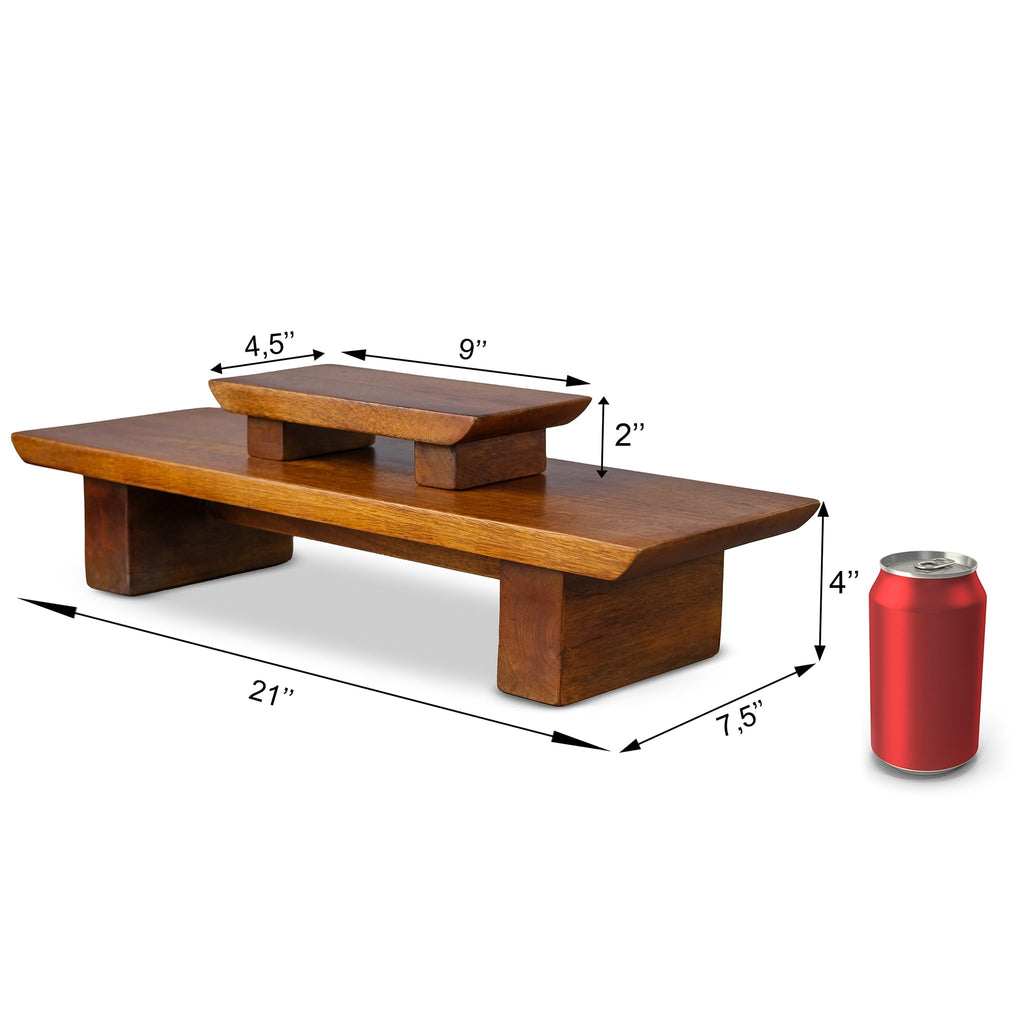 Vesoda Meditation Altar Table – 21 x 7.5 x 6 Inch Handmade Tiered Puja Shrine - Small Alter Tables for Relaxation, Prayer - Buddha Meditation Alter Made of Strong and Durable Mango Wood