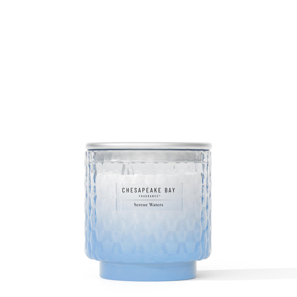 Chesapeake Bay, 11oz Serene Waters Scented Candle, Mood Evoking Fragrance, Textured Sea Glass-Inspired Jar, Premium Soy Blend Wax with Essential Oils, Coastal Fragrance for Home Décor or Gifting