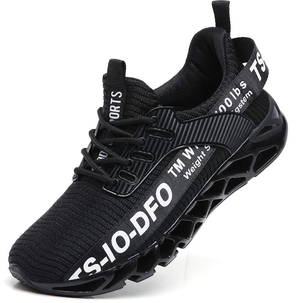 FRSHANIAH Sneakers for Men Slip On Casual Sport Running Shoes Athletic Tennis Walking Shoes Breathable Fashion Gym Runner Jogging Shoes Black Size 7