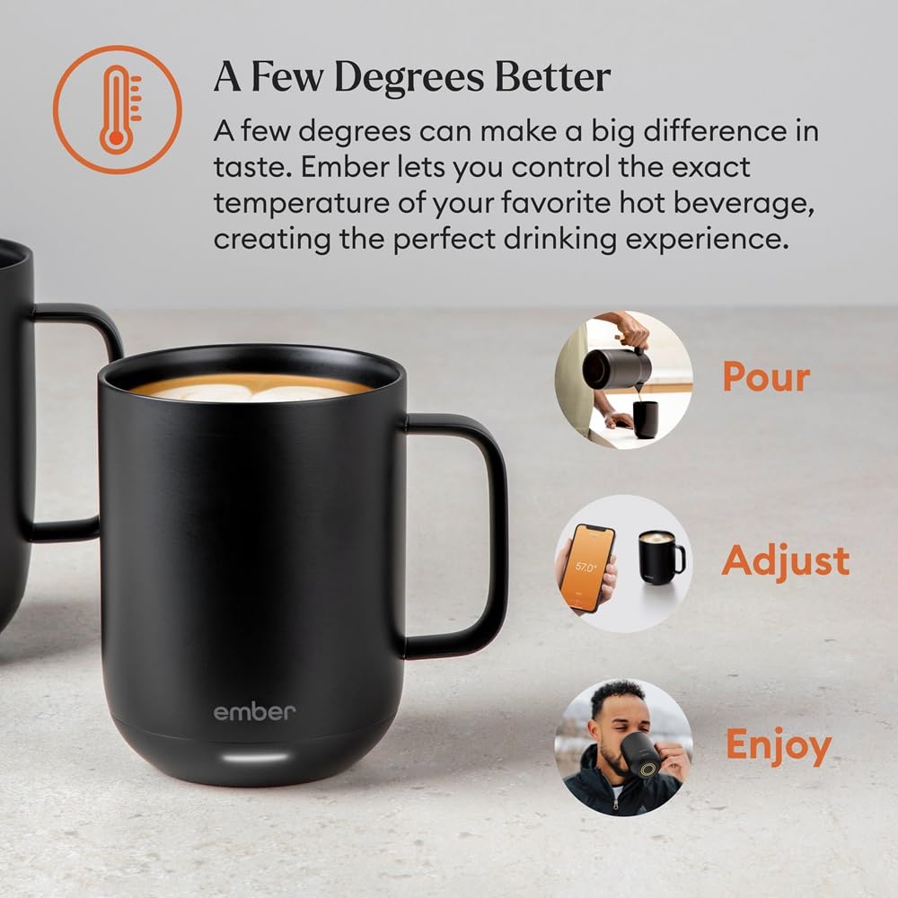 Ember Temperature Control Smart Mug 2, 10 Oz, App-Controlled Heated Coffee Mug with 80 Min Battery Life and Improved Design, Red