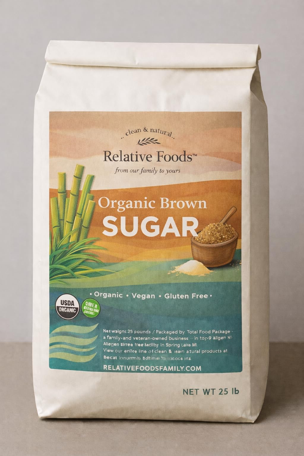 Organic Brown Sugar Bulk Resealable bag (25lb) - raw Light Brown sugar for Baking, Kitchen sweetener, Glazes & More - Made with Organic Molasses for a Sweet and Flavorful Taste