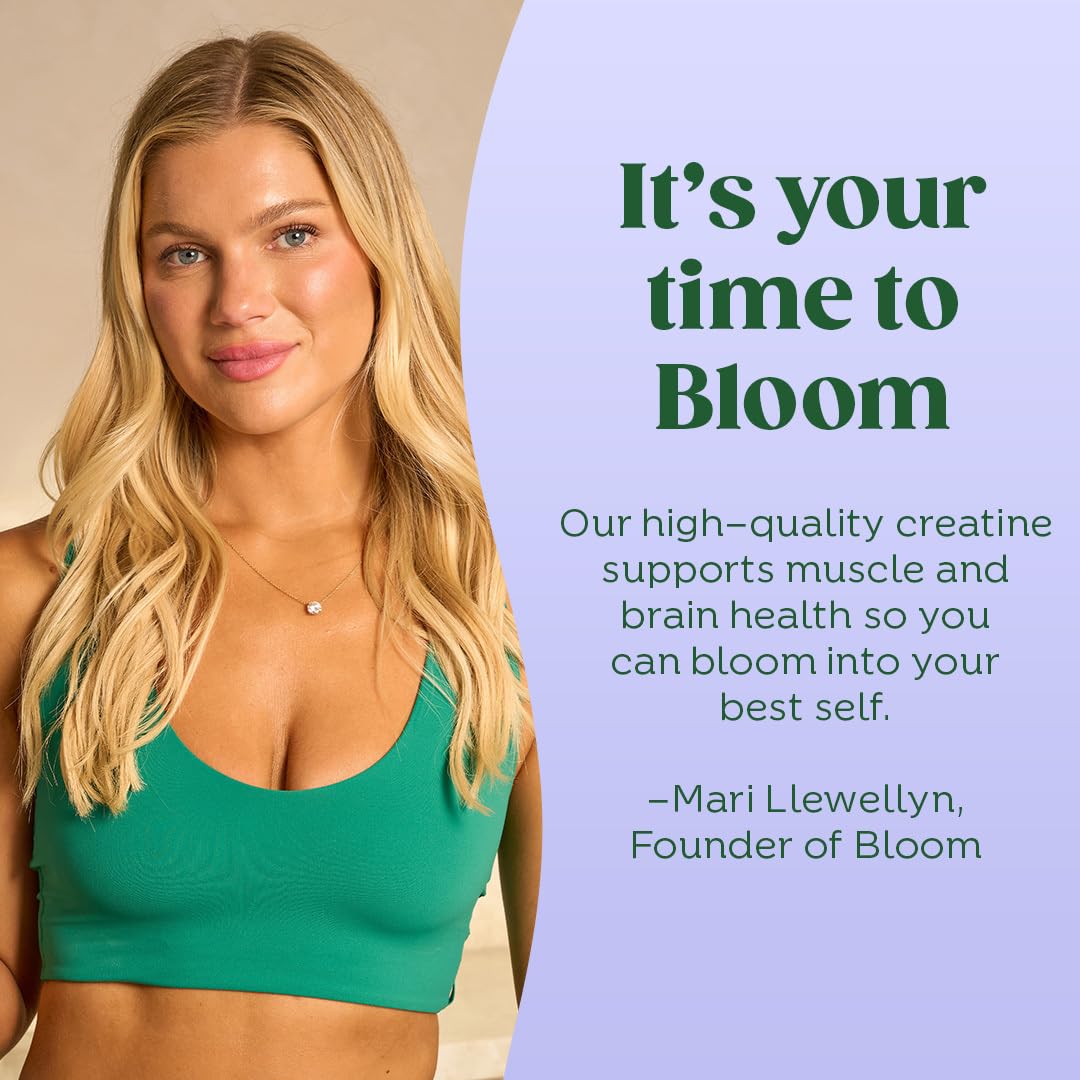 Bloom Nutrition Creatine Monohydrate Powder, 5g Micronized Creatine per Serving, Supports Muscle Recovery, Strength, Endurance, Pre or Post Workout, Gluten Free, Non GMO, Raspberry Lemon, 40 SVG, 9 oz