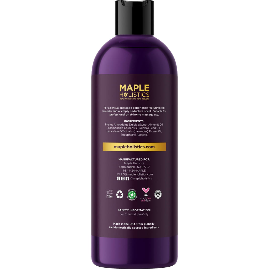 Aromatherapy Sensual Massage Oil for Couples - Relaxing Lavender Massaging Oil for Massage Therapy with Vitamin E Jojoba & Sweet Almond - Naturally Scented Vegan Non GMO & Gluten Free (8 Fl Oz)