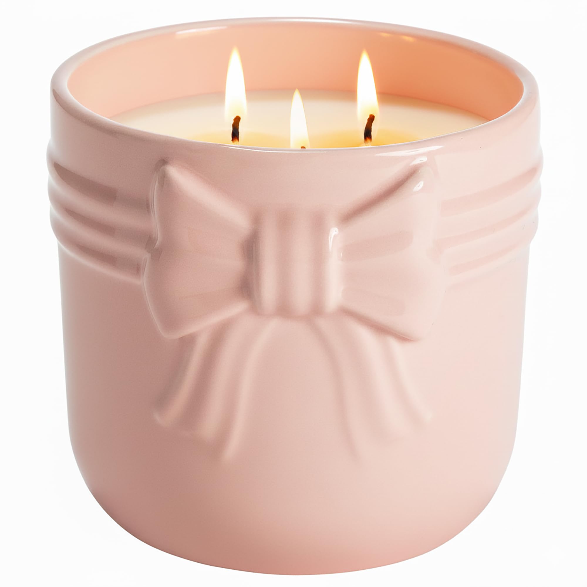 Paris Hilton Cupcake Sprinkles Scented Candle, Pink Ceramic Vessel with Embossed Bow Detail, Premium Plant Wax Blend, Cotton Wick, 22-Ounce