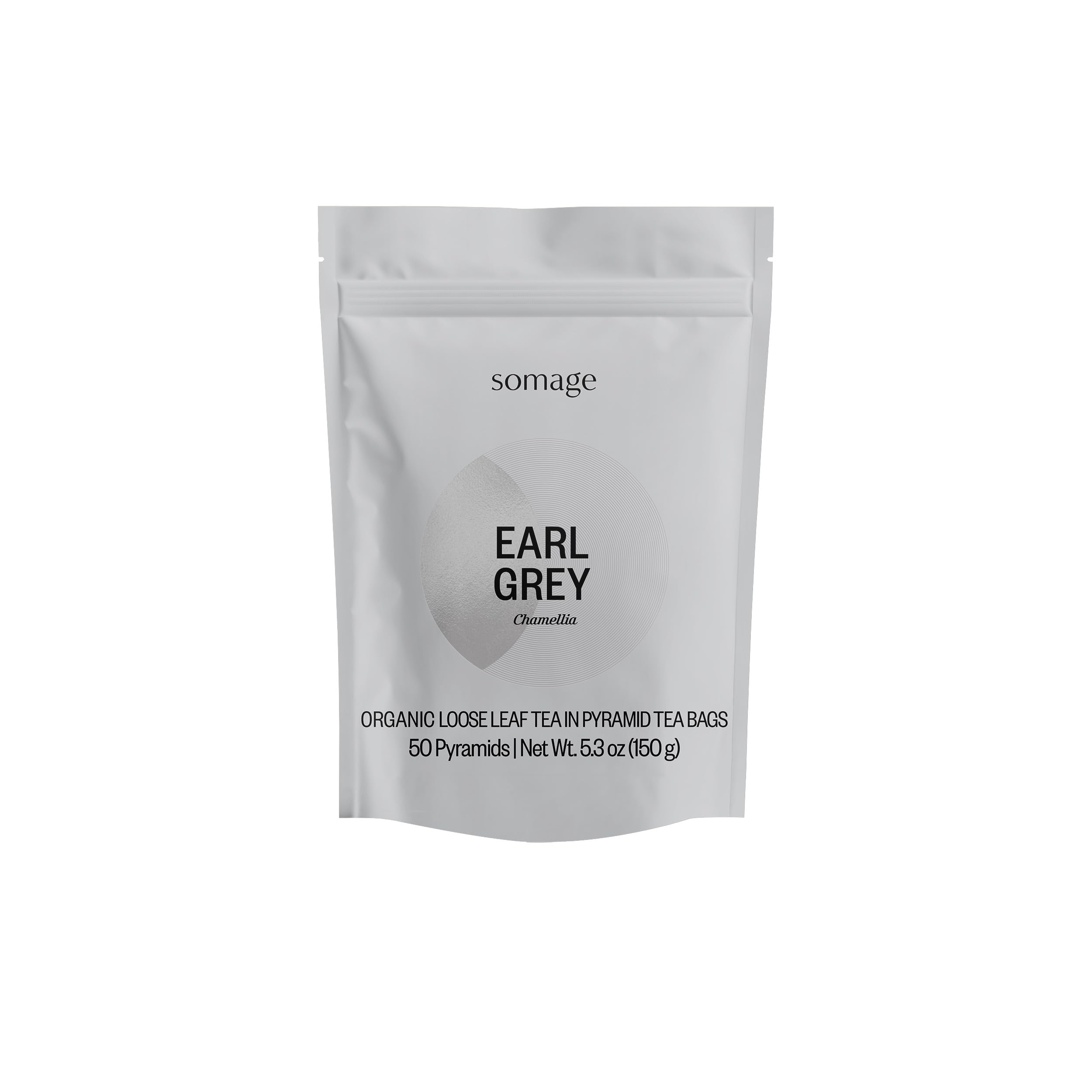 Chamellia Organic Earl Grey Tea - 50 x Pyramid Tea Bags in a Pouch 5.3oz (150g)(Camellia Sinensis) Single unit