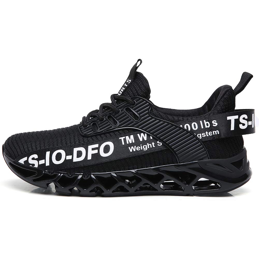 FRSHANIAH Sneakers for Men Slip On Casual Sport Running Shoes Athletic Tennis Walking Shoes Breathable Fashion Gym Runner Jogging Shoes Black Size 7