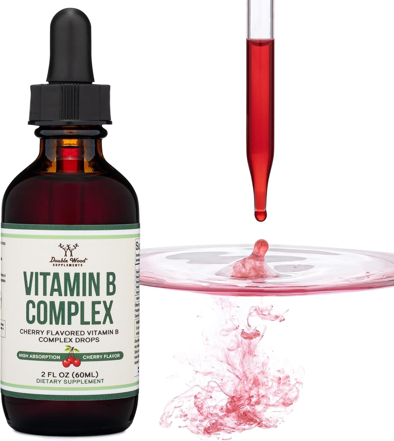 Liquid Vitamin B Complex - 2 Month Supply - Max Absorption - B3, B6, B7 (Biotin), B9, and Vitamin B12 - Cherry Flavor - 2 FL OZ