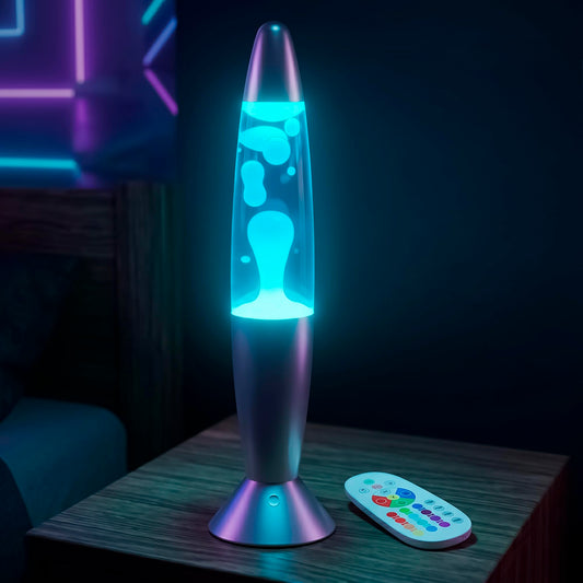 16" LED Liquid Motion Lamp with Remote Control – 17 Color Changing Decorative Novelty Lighting for Bedroom, Living Room, & Office – Home Decor, Mood Lamp with 4 Modes & 8-Hour Auto Off Night Light