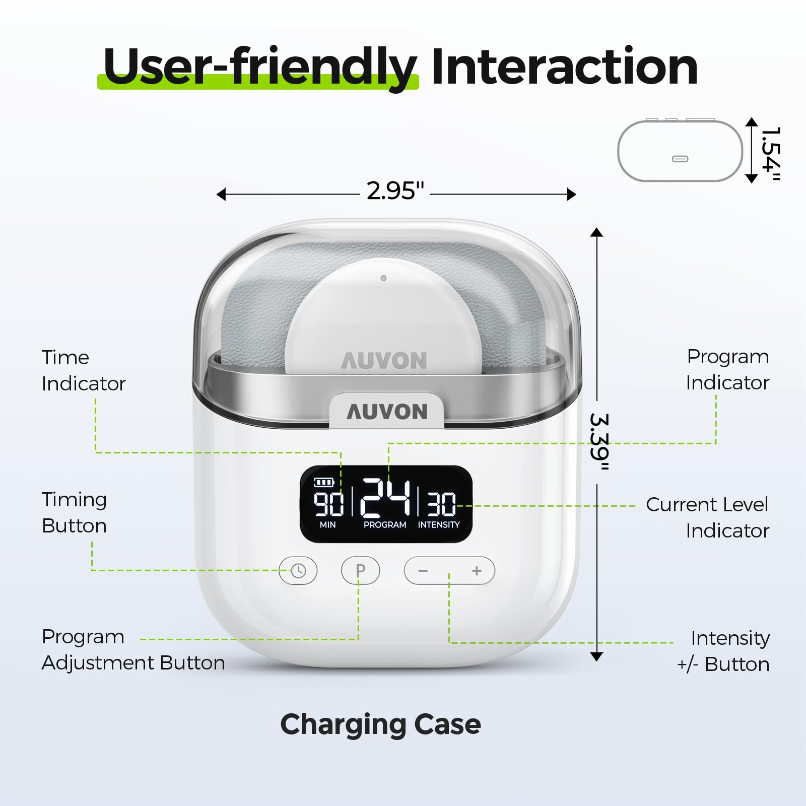 AUVON Wireless 24 Modes TENS Unit Muscle Stimulator for Pain Relief, Smart Rechargeable TENS Machine with Dual Size 6 TENS Pads for Physical Therapy, Pocket-Size TENS Device for Shoulder & Back Pain
