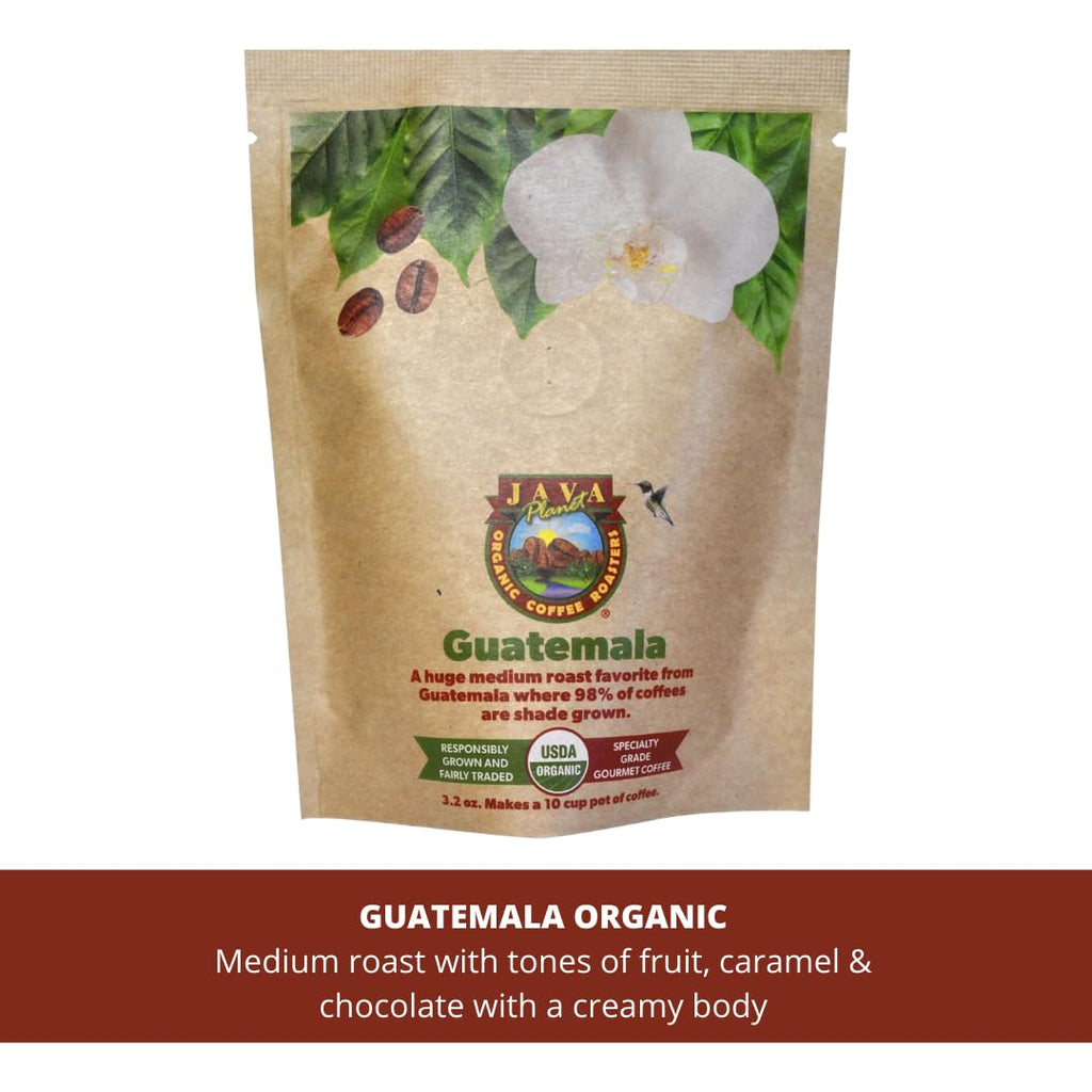 Java Planet, Coffee Gift Basket Sampler Set, for Coffee Lovers: Low Acid Organic Beans: Whole Bean, Mold-Free & Stomach Friendly - Arabica Gourmet, 1.32 LBs (19.2 oz) packaged in 6 Bags Each 3.2 oz