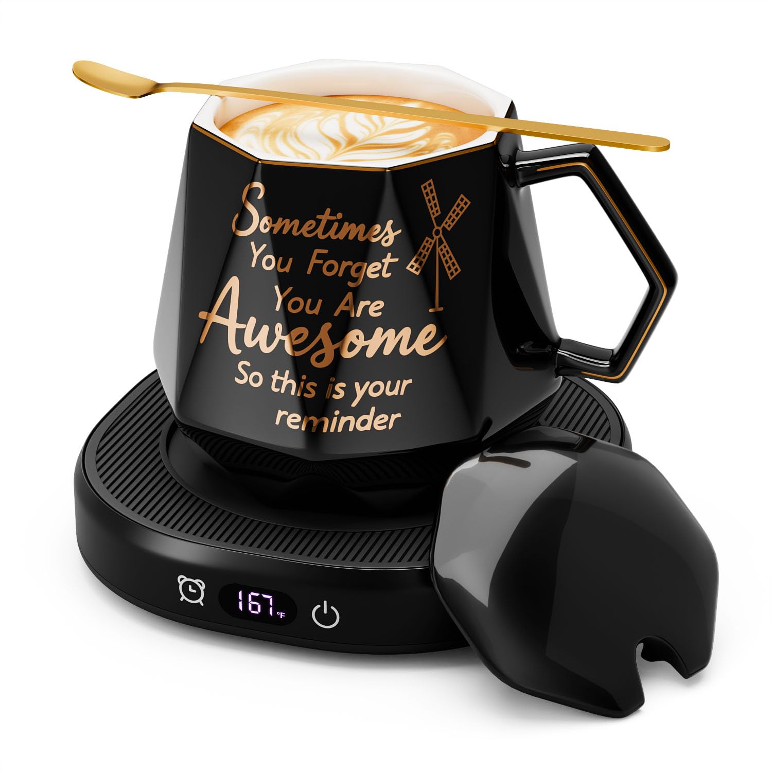 You're Awesome Coffee Mug Warmer Set, Smart Electric Coffee Cup Warmer for Desk Office, 4 Temperature Setting & 8H Auto Shut Off Candle Heater Beverage Coffee Warmer Birthday Thank You Gifts for Women