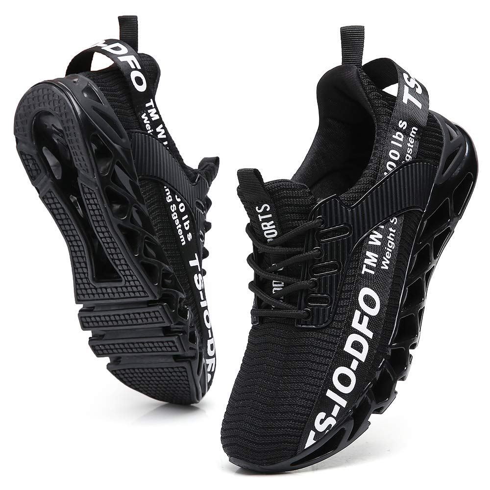 FRSHANIAH Sneakers for Men Slip On Casual Sport Running Shoes Athletic Tennis Walking Shoes Breathable Fashion Gym Runner Jogging Shoes Black Size 7