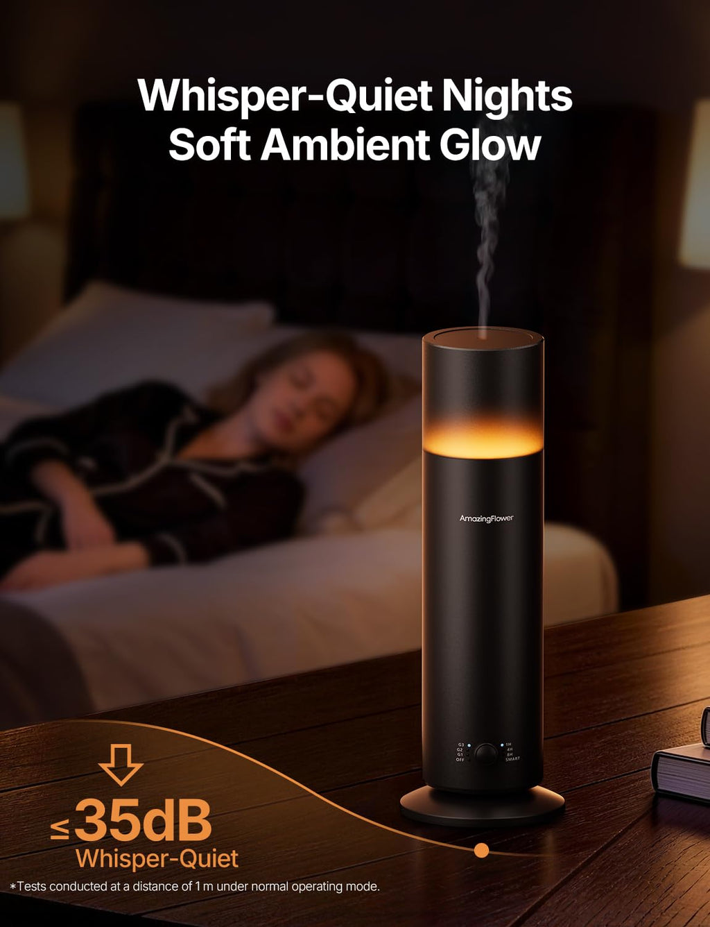 Waterless Essential Oil Diffuser, Smart Scent Diffuser with Nightlight, Smart Schedules, Up to 1100 sq ft, App Control Cold Air Scent Diffuser Oil Machine for Home Large Room and Commercial Use, Black