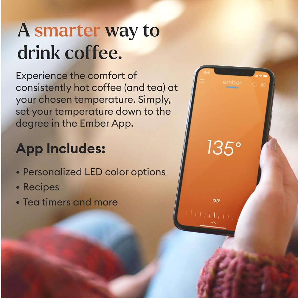 Ember Temperature Control Smart Mug 2, 10 Oz, App-Controlled Heated Coffee Mug with 80 Min Battery Life and Improved Design, Red