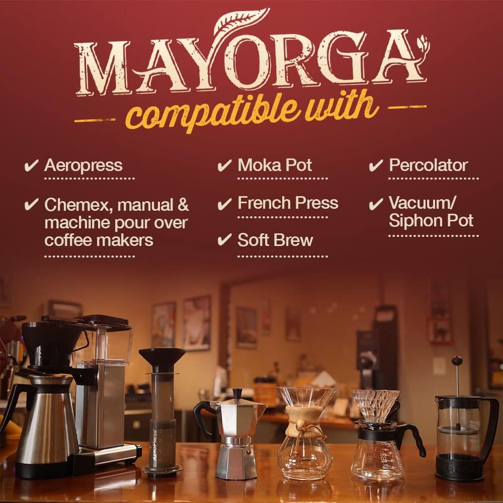 Mayorga Dark Roast Coffee Gift Pack of 3, 12 oz bags- Mayan Blend, Cubano Roast and Muy Macho - 100% Arabica Café Whole Coffee Beans - Smoothest Organic Coffee - Specialty Grade, Non-GMO, Direct Trade