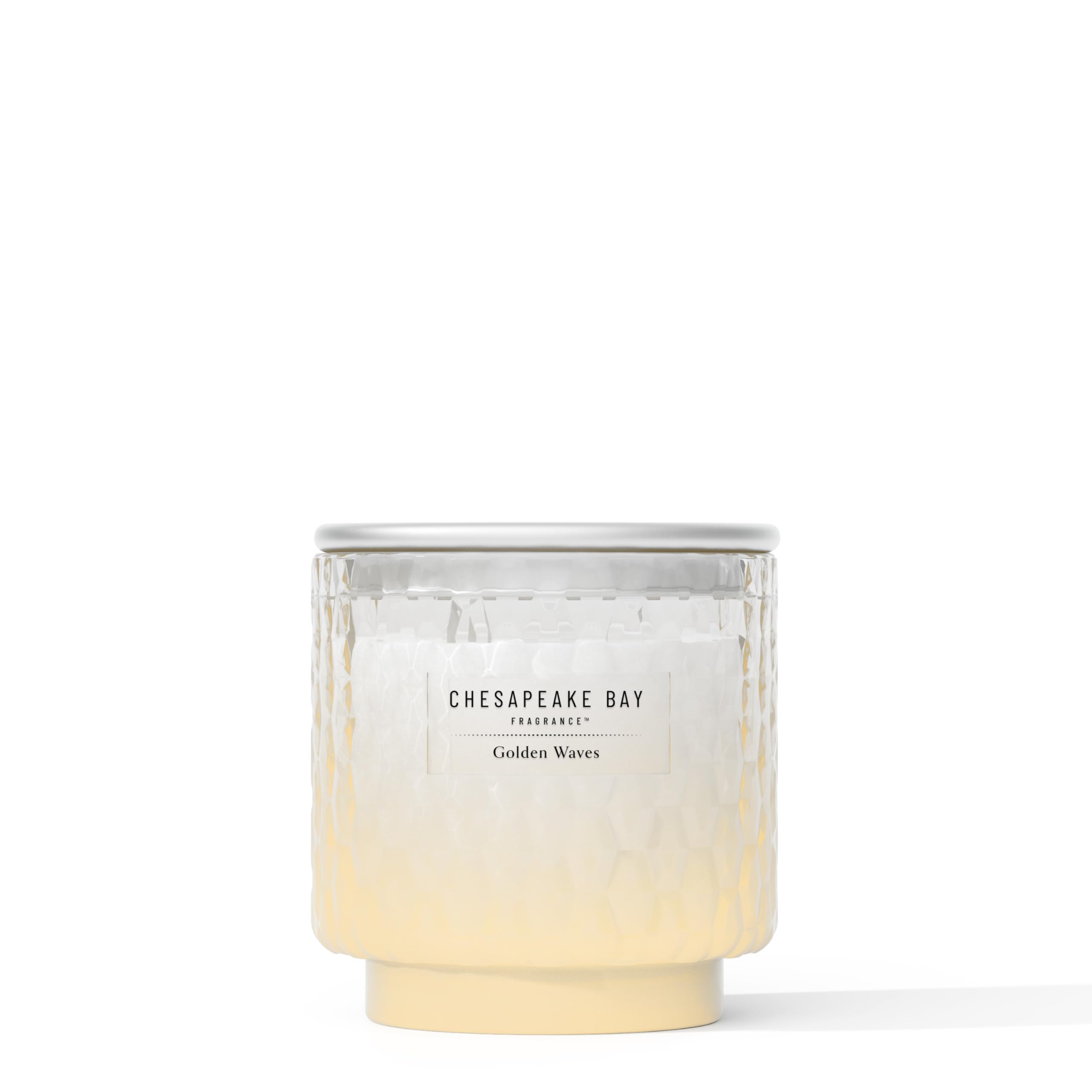 Chesapeake Bay, 11oz Golden Waves Scented Candle, Mood Evoking Fragrance, Textured Sea Glass-Inspired Jar, Premium Soy Blend Wax with Essential Oils, Coastal Fragrance for Home Décor or Gifting