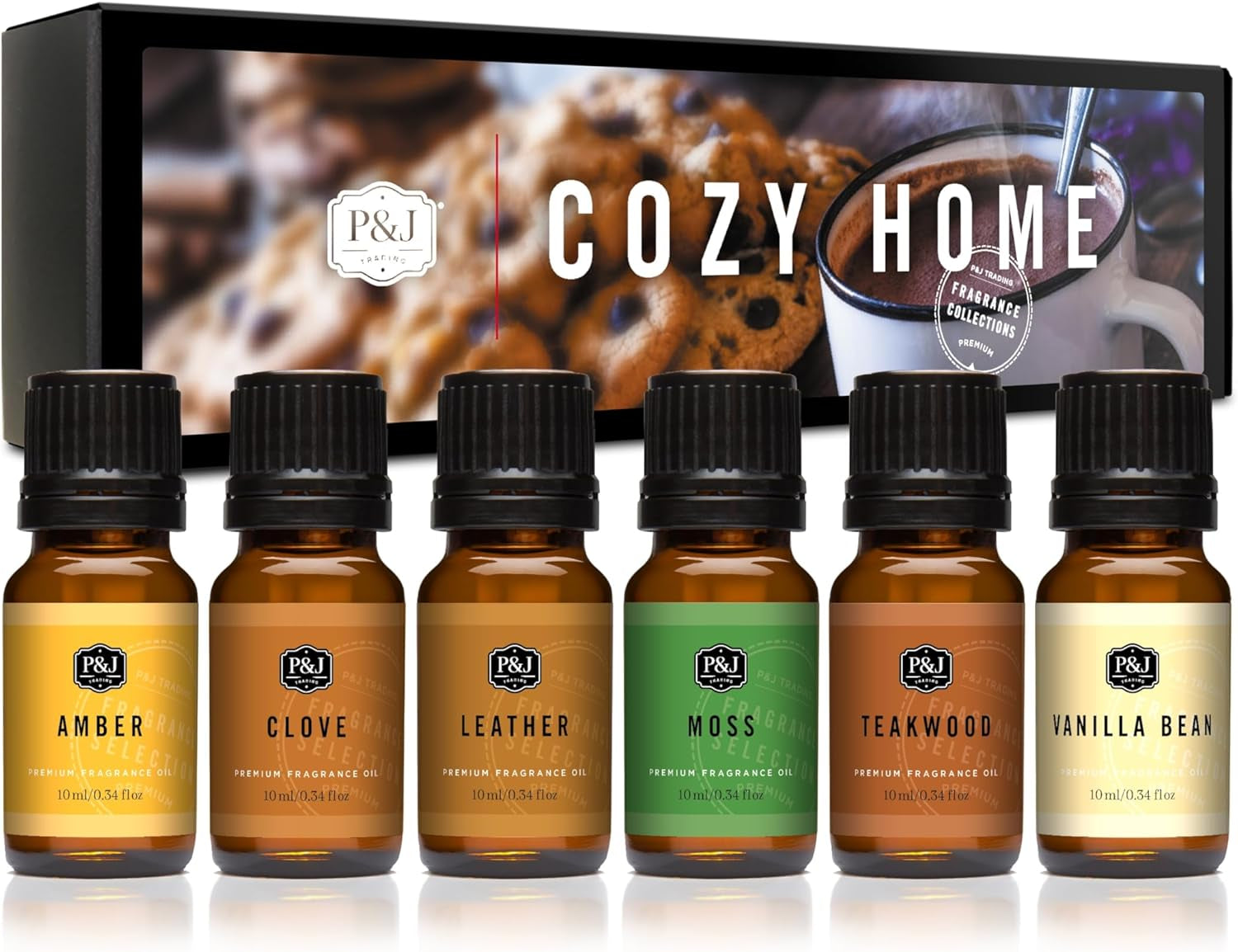 Fragrance Oils for Diffusers for Home Cozy Home Set Fragrance Scents for Candle Making - Soap Making Supplies - Car Diffuser Scents - Essential Home Gift Set - Amber, Clove & More
