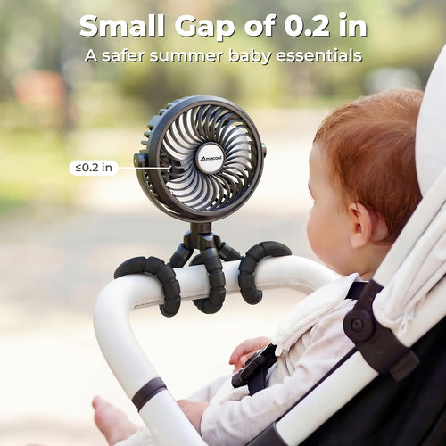 Battery Operated Stroller Fan, Baby Travel Essentials for Beach Disney, Newborn Boy & Girl Showers Gifts Registry Search, Rechargeable Clip on Fan for Car Seat Wagon Crib Bike Treadmill