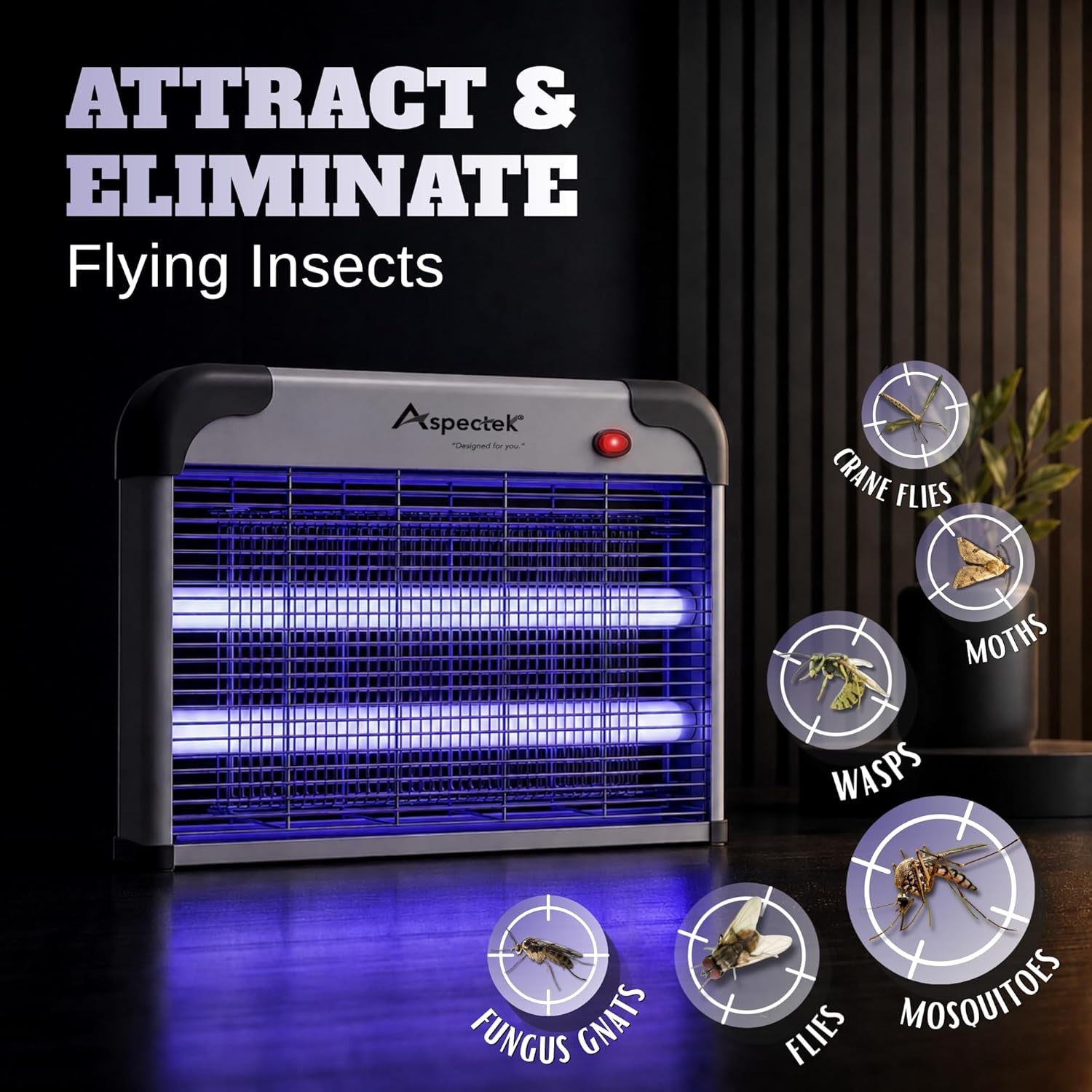 Electric Bug Zapper, 20W UV Bulbs, Fly, Mosquito, Gnat and Moth Control, Indoor and Covered Outdoor Use for Home, Garage, Patio and Farm, Includes 2 Replacement Bulbs