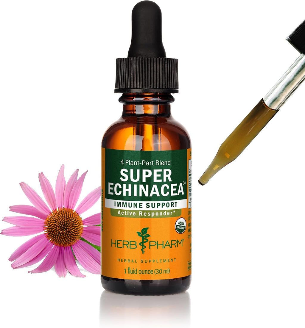 Super Echinacea® Liquid Extract: USDA Organic Immune Support for Year-Round | Fast-Absorbing Echinacea Tincture, 4 Plant-Part Blend: Root, Leaf, Flower & Seed | up to ~3 Week Supply, 1 Oz*