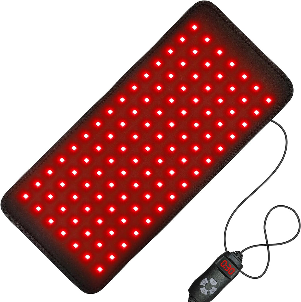 Red Light Therapy Pad for Body Back Knee Shoulder Hands Feet 660Nm 850Nm Home Use 3 Chips in 1 Infrared Wrap Belt Gift for Women Men (Corded)