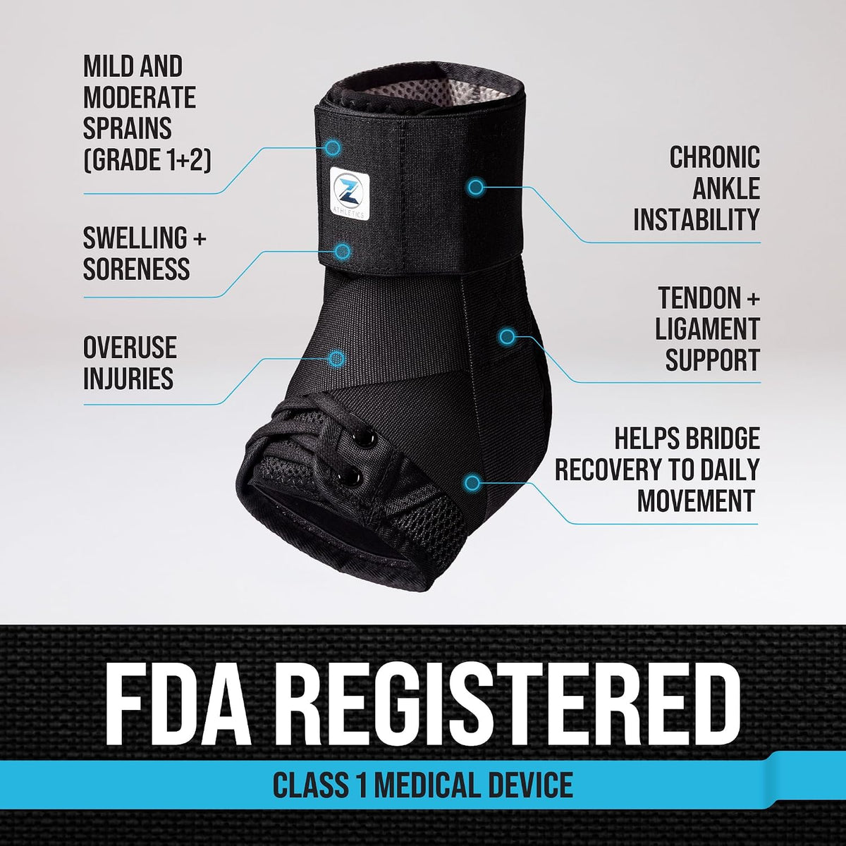 Reinforced Lace up Ankle Brace for Men & Women, Sprained Ankle Support Wrap
