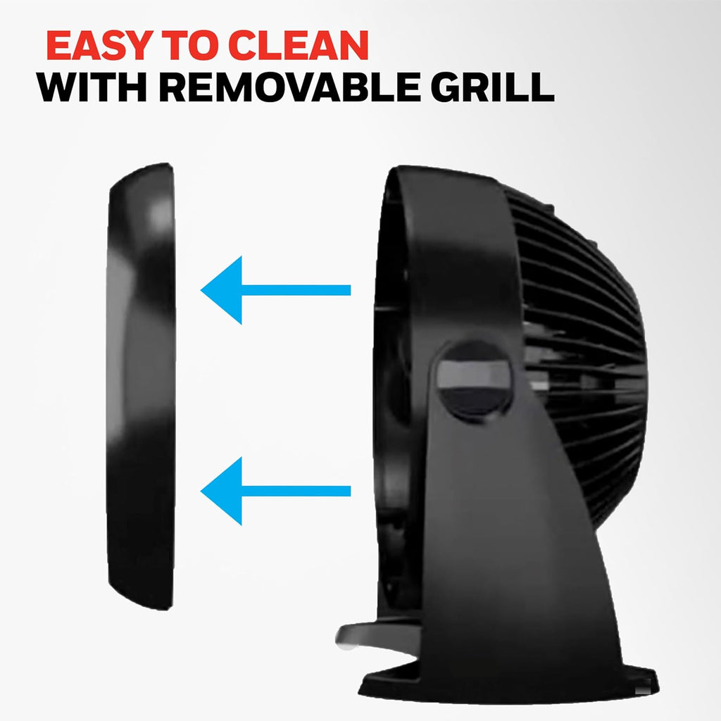 Turboforce Air Circulator, Small Tabletop Fan, Quiet Personal Fan for Home or Office, 3 Speeds, 90 Degree Pivoting Head, Black, HT900