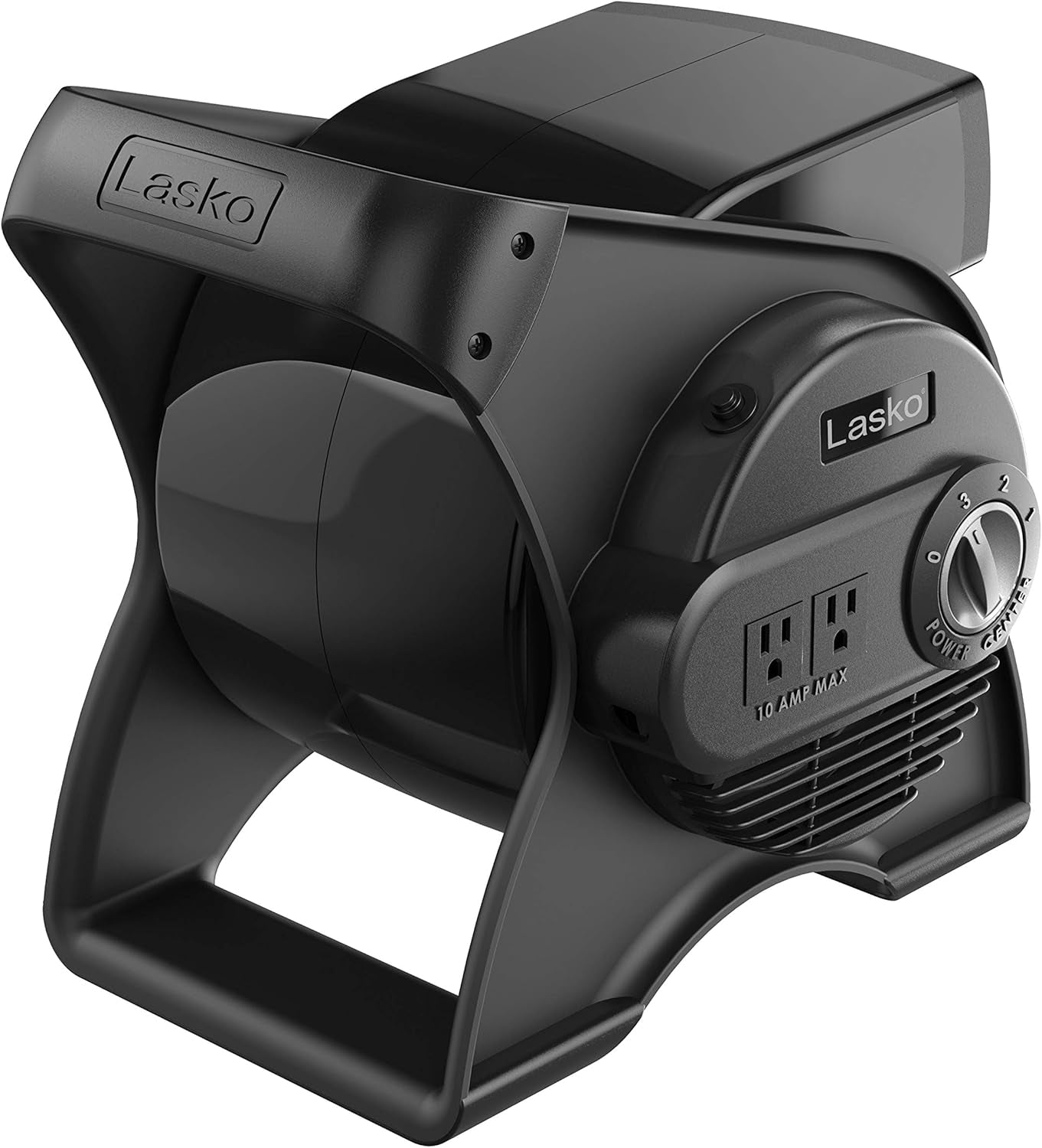 Lasko High Velocity Portable Utility Fan - Adjustable Air Mover Blower Fan for Bedroom, Office Desk, Garage, and Home - with 2 Outlets 120V - 3 Speeds - U12104 - 12" Tall - Black