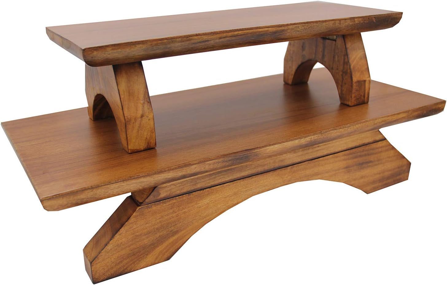 Premium Solid Wood Hand Carved Personal Shrine Altar Meditation Table Multi Levels (9" High)