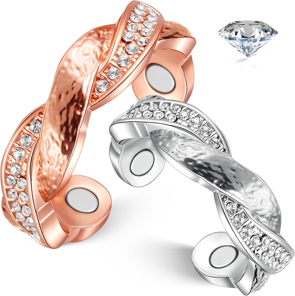2PCS Pure Copper Magnetic Rings for Women with Magnets,Jewelry
