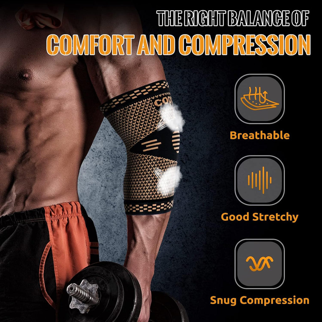 Copper Elbow Sleeve,Elbow Compression Sleeve, Elbow Brace for Tendonitis and Tennis Elbow,Golfers, Arthritis, Bursitis. Elbow Pain Relief,Weightlifting, Fit for Men & Women