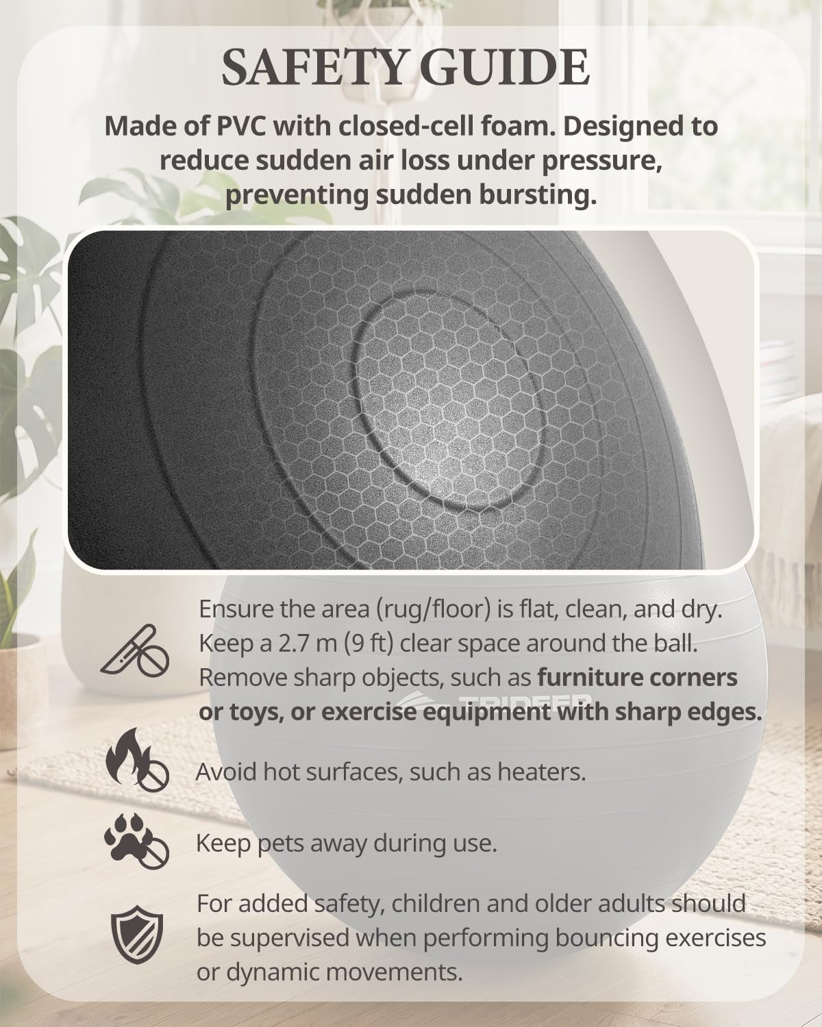 Yoga Ball for Exercise, Pregnancy, Exercise Ball, Pump Included