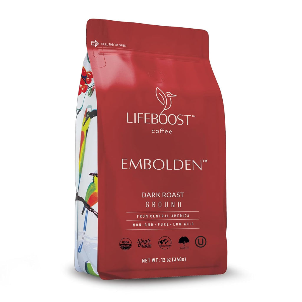 Dark Roast Ground Coffee - Non-Gmo Low Acid Single Origin USDA Organic Dark Roast Coffee - Third Party Tested for Mycotoxins & Pesticides - 12 Ounces