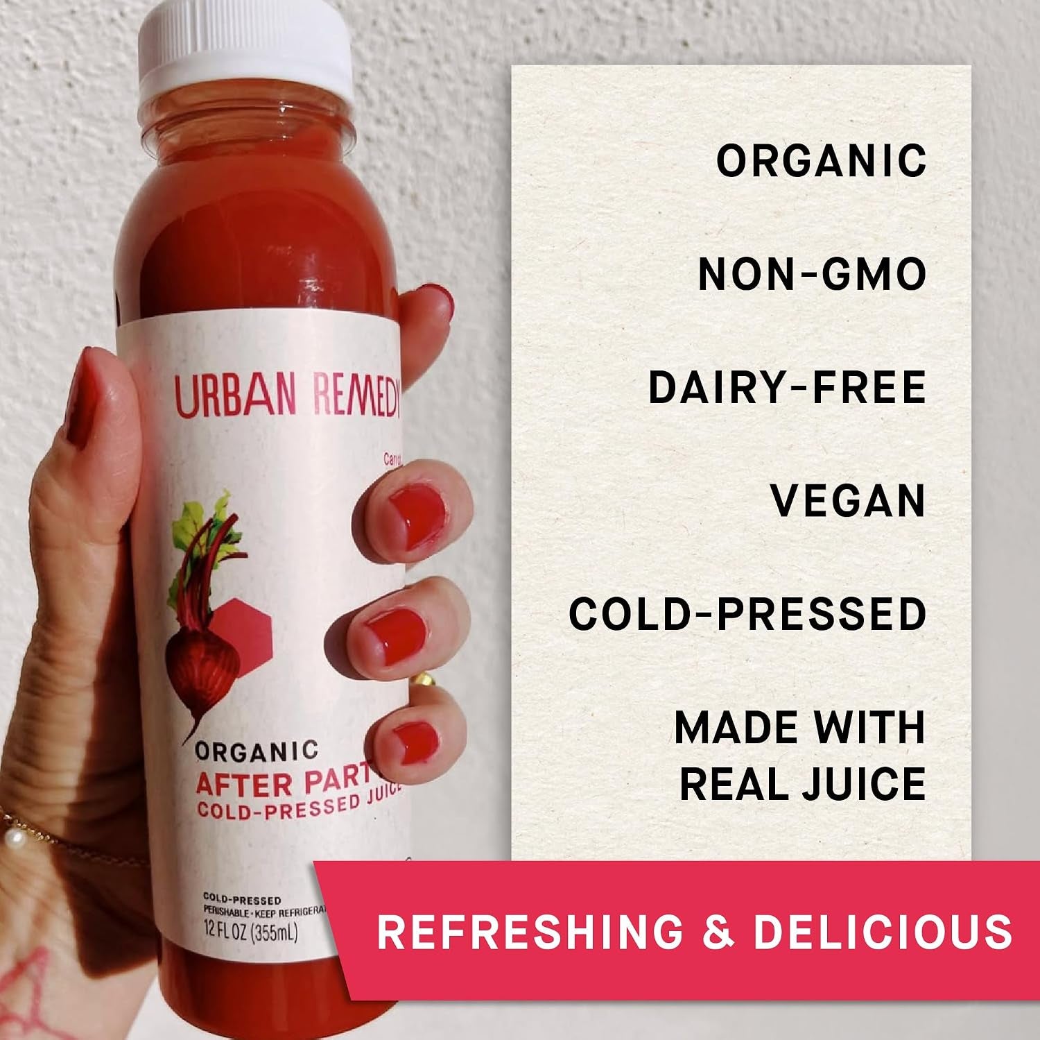 Urban Remedy after Party Organic Juice, Cold-Pressed, 12 Fl Oz, Carrot, Apple, Lemon, Ginger & Beet Blend, Digestion Support, Revitalizing Fresh Juice, Organic, Non-Gmo, Gluten-Free, Dairy-Free, Ready-To-Drink