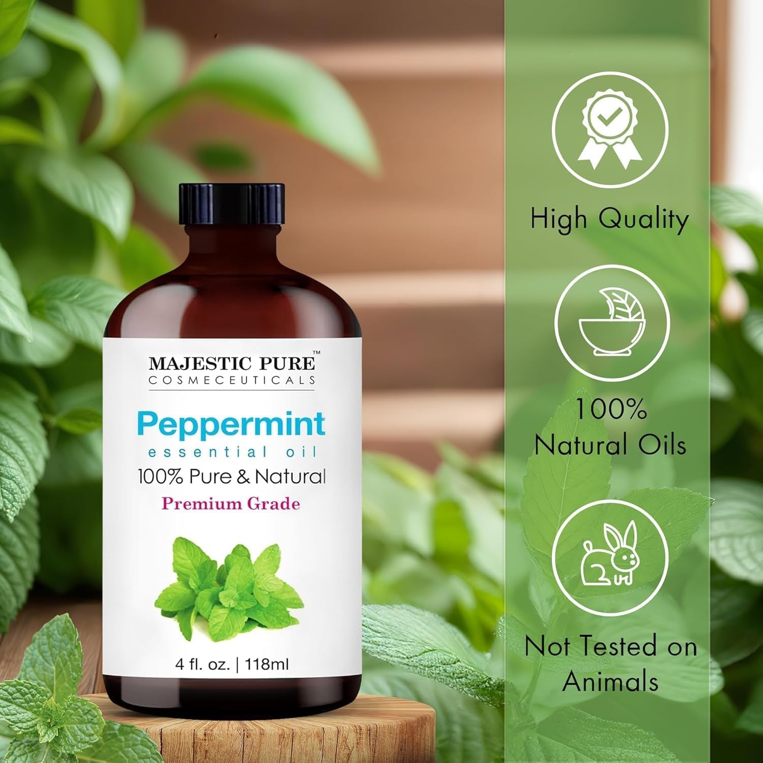 Essential Oil with Glass Dropper - 100% Pure and Natural - Essential Oils for Diffuser, Aromatherapy, Soap and Candle Making, Peppermint Essential Oil, Peppermint Oil, 4 Fl Oz