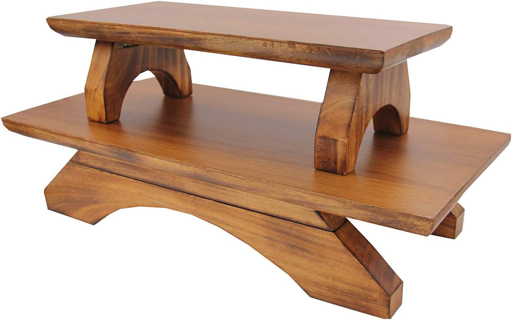 Premium Solid Wood Hand Carved Personal Shrine Altar Meditation Table Multi Levels (9" High)